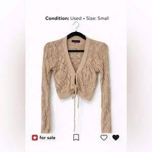 Streetwear Society Tan Openwork Knit Cardigan